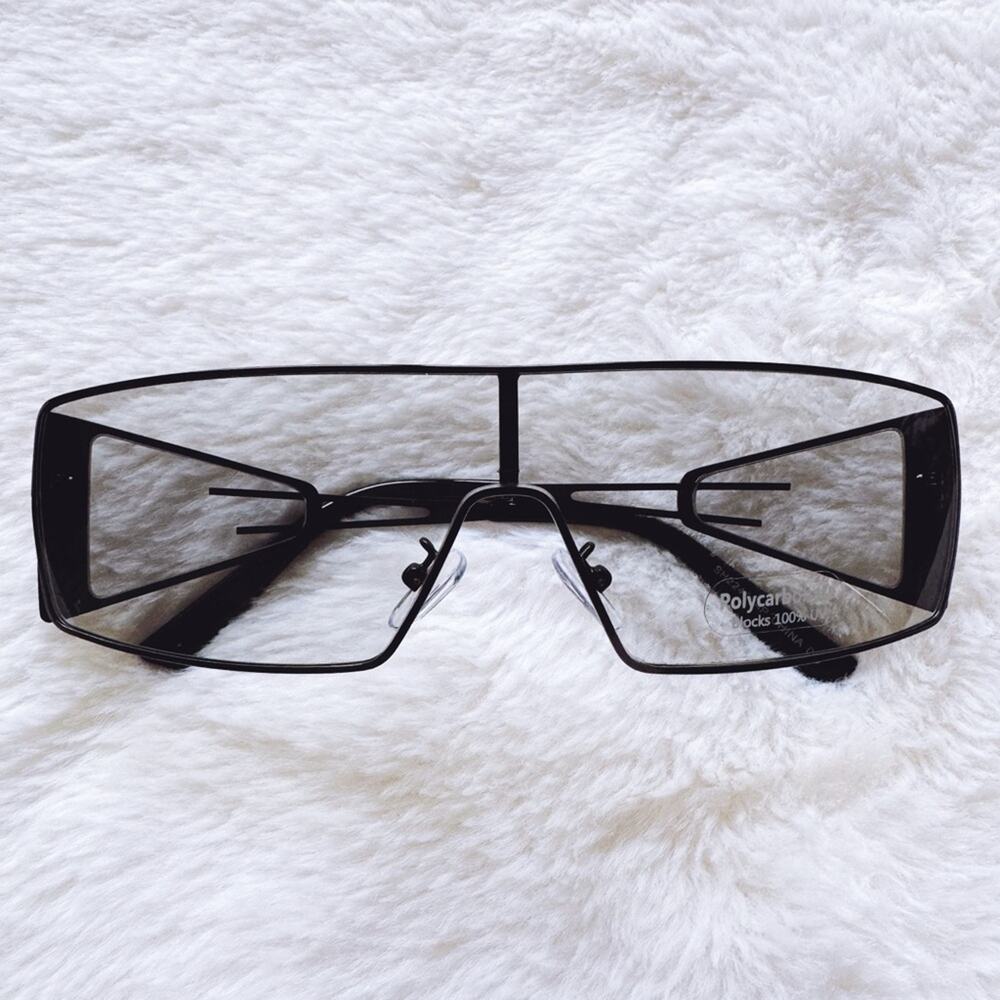 Shane Clear Black Wrap-Around Sunglasses